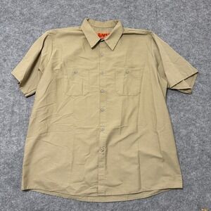 Red Kap Work Shirt Mens XXL Khaki Short Sleeve Button Up SP24KK5 Industrial Tan
